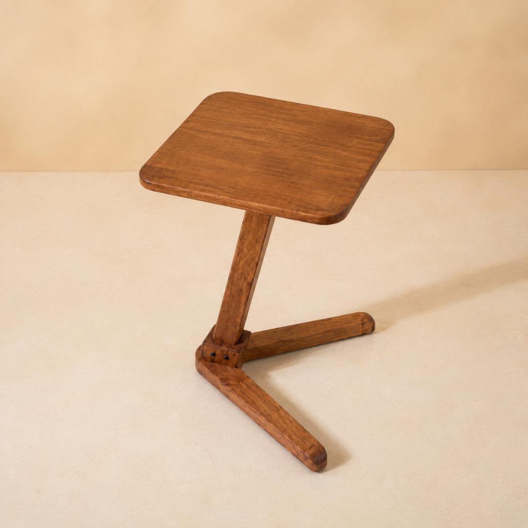 Solid Rubberwood End Table | Square Tabletop with Angled Legs