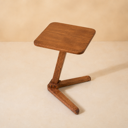 Solid Rubberwood End Table | Square Tabletop with Angled Legs