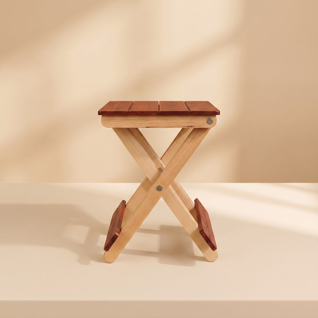 Foldable Compact Wood Stool: Stylish and Practical Seating Solution