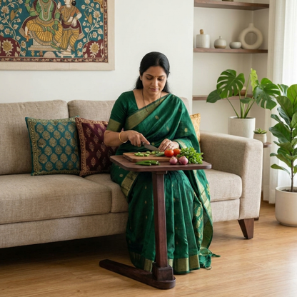 Solid Rubberwood End Table | Square Tabletop with Angled Legs