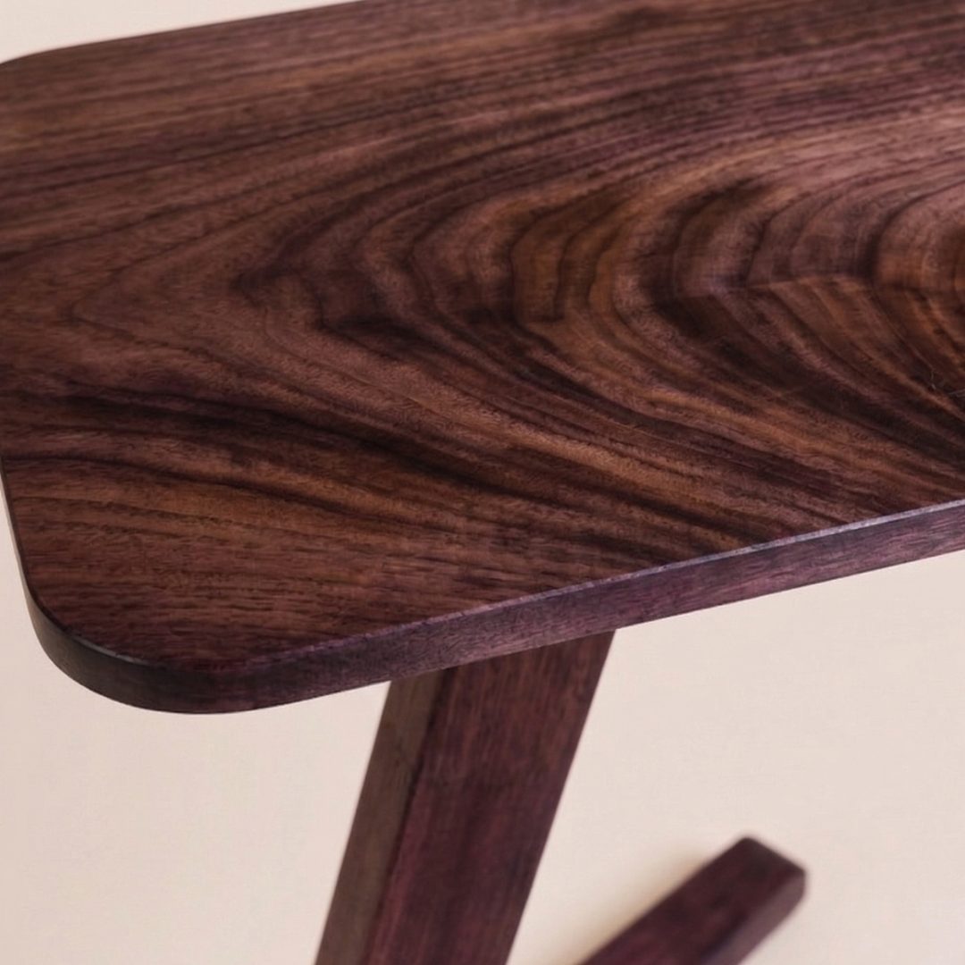 Solid Rubberwood End Table | Square Tabletop with Angled Legs