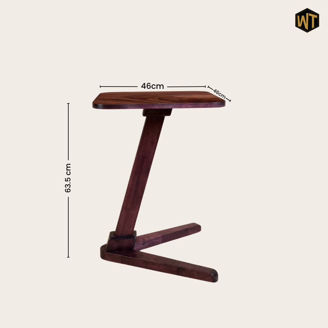 Solid Rubberwood End Table | Square Tabletop with Angled Legs