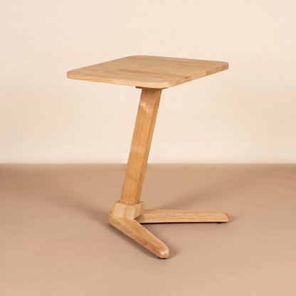 Solid Rubberwood End Table | Square Tabletop with Angled Legs