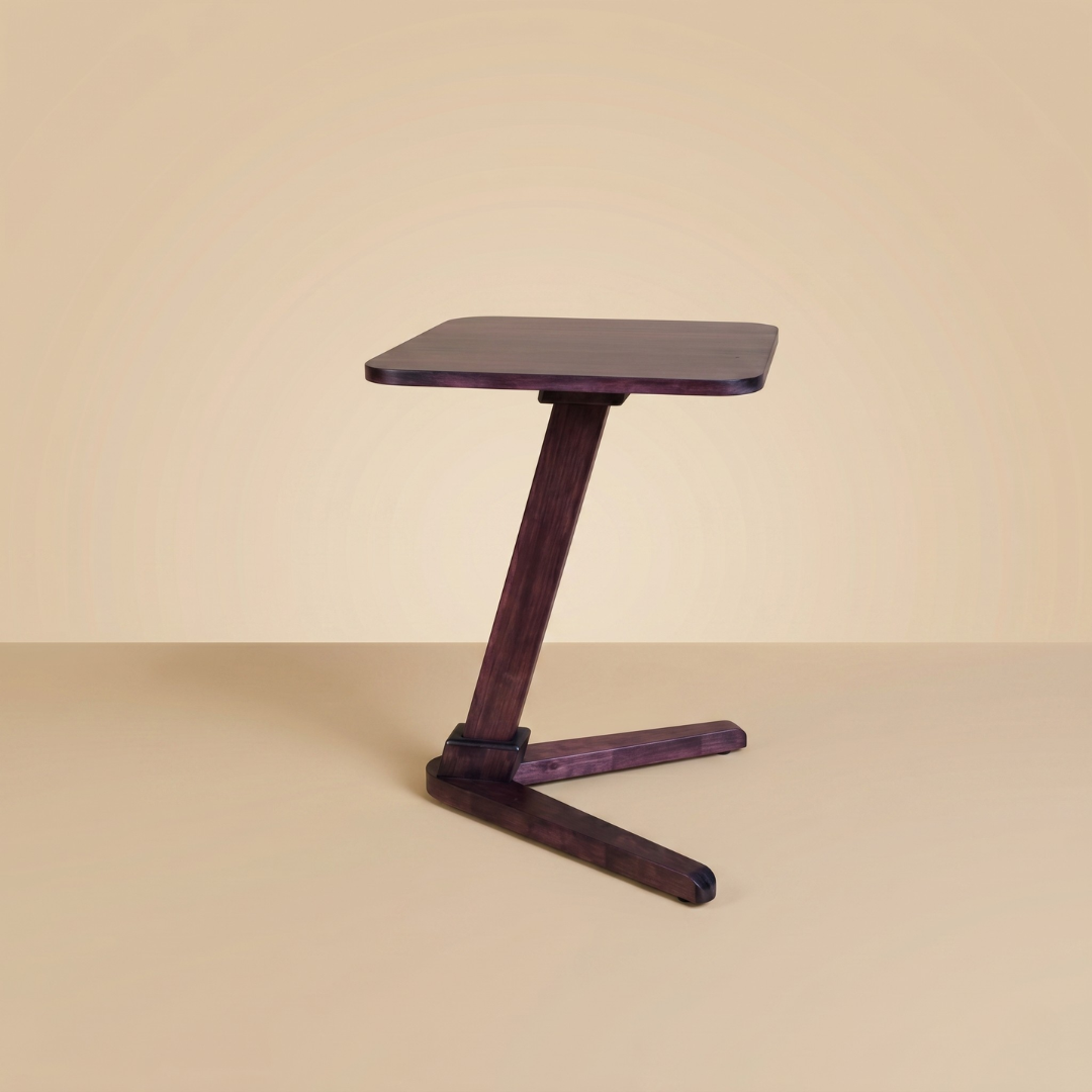 Solid Rubberwood End Table | Square Tabletop with Angled Legs