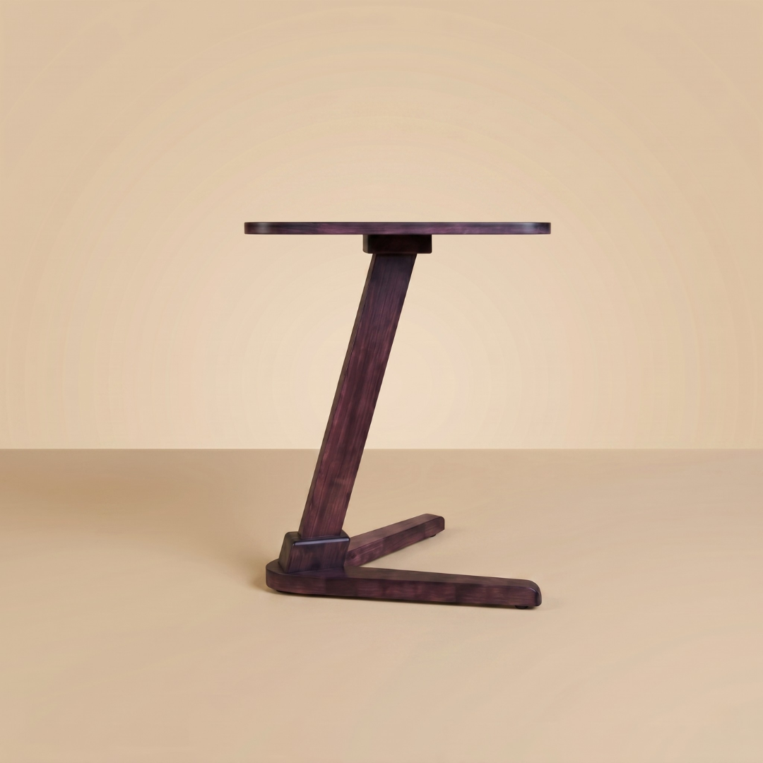 Solid Rubberwood End Table | Square Tabletop with Angled Legs