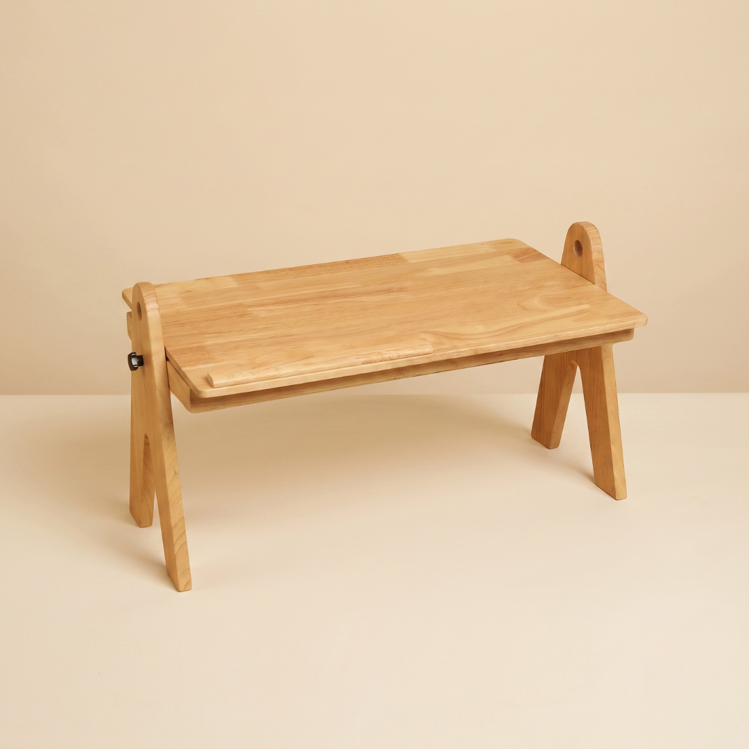 FlexiDesk - Foldable Laptop Table | Solid Wood & Adjustable with storage