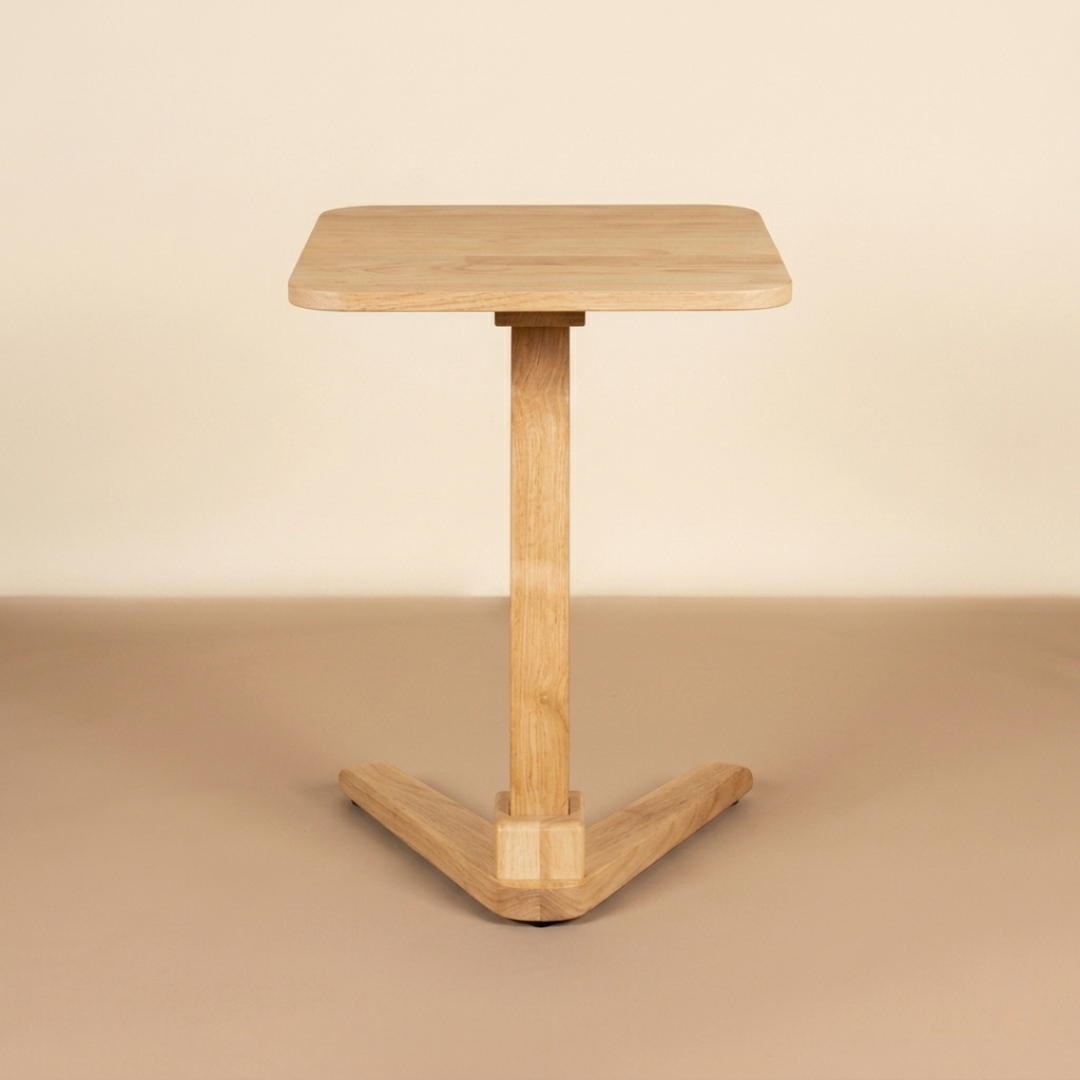 Solid Rubberwood End Table | Square Tabletop with Angled Legs