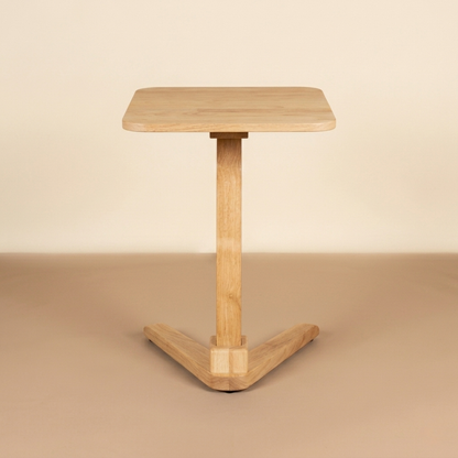 Solid Rubberwood End Table | Square Tabletop with Angled Legs