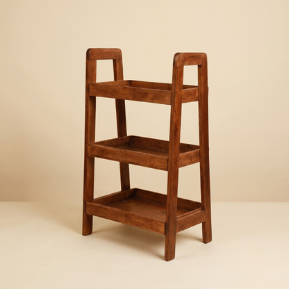 Solid Wood 3-Tier Shelf Rack - Wooden Corner Shelf