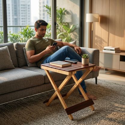 Solid Wood Compact Companion - Wooden Folding Table