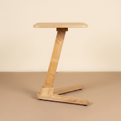 Solid Rubberwood End Table | Square Tabletop with Angled Legs