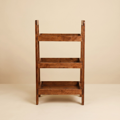 Solid Wood 3-Tier Shelf Rack - Wooden Corner Shelf