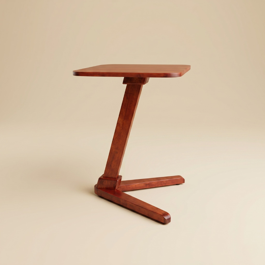 Solid Rubberwood End Table | Square Tabletop with Angled Legs