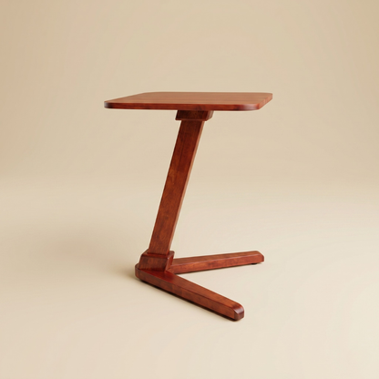 Solid Rubberwood End Table | Square Tabletop with Angled Legs