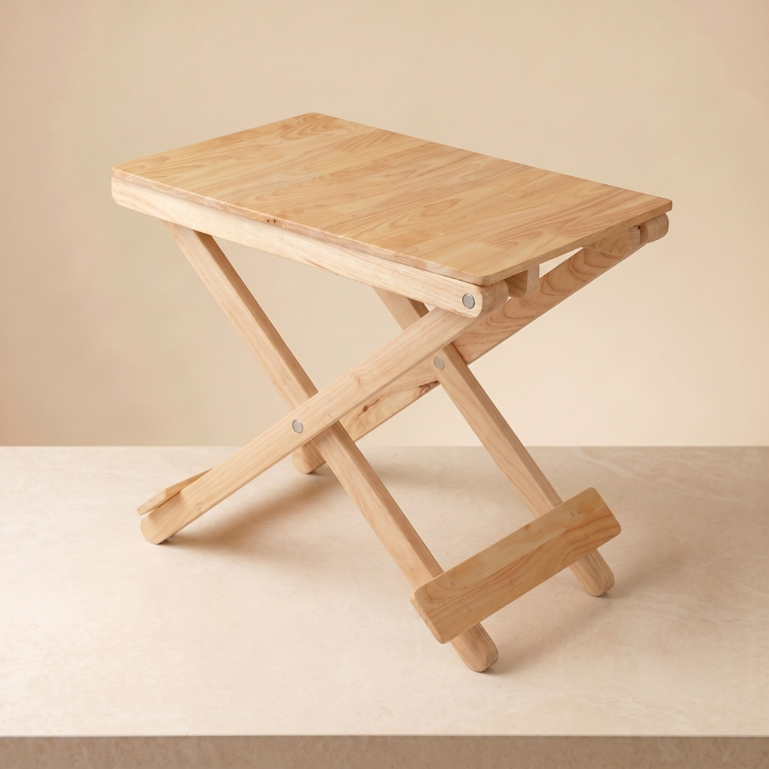Solid Wood Compact Companion - Wooden Folding Table - Natural