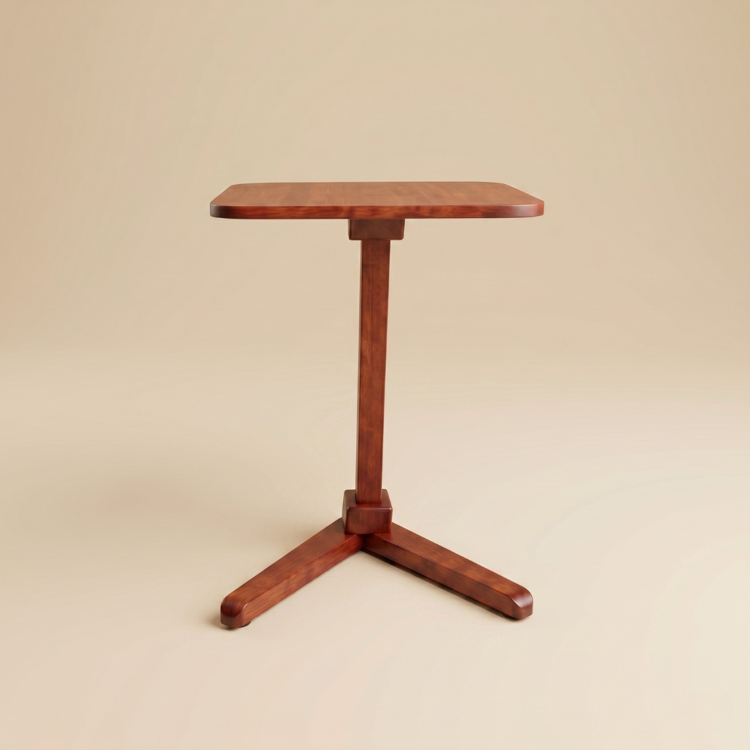 Solid Rubberwood End Table | Square Tabletop with Angled Legs