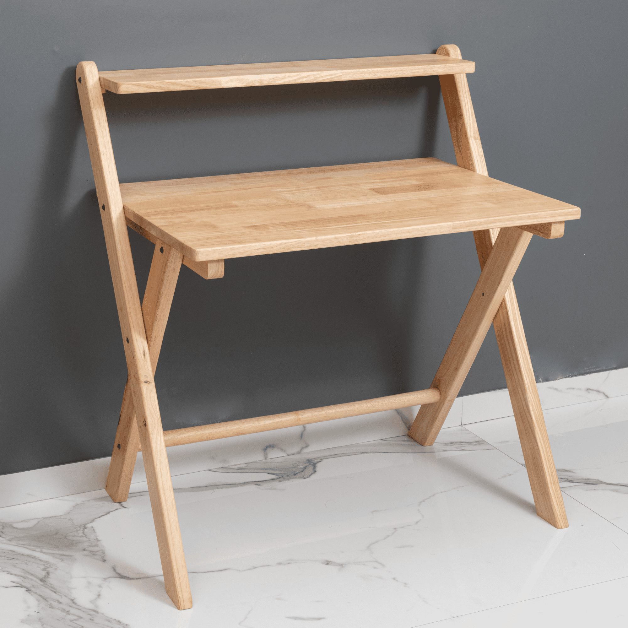 Study Nook: Solid Wood Dual Platform Study Table - Natural