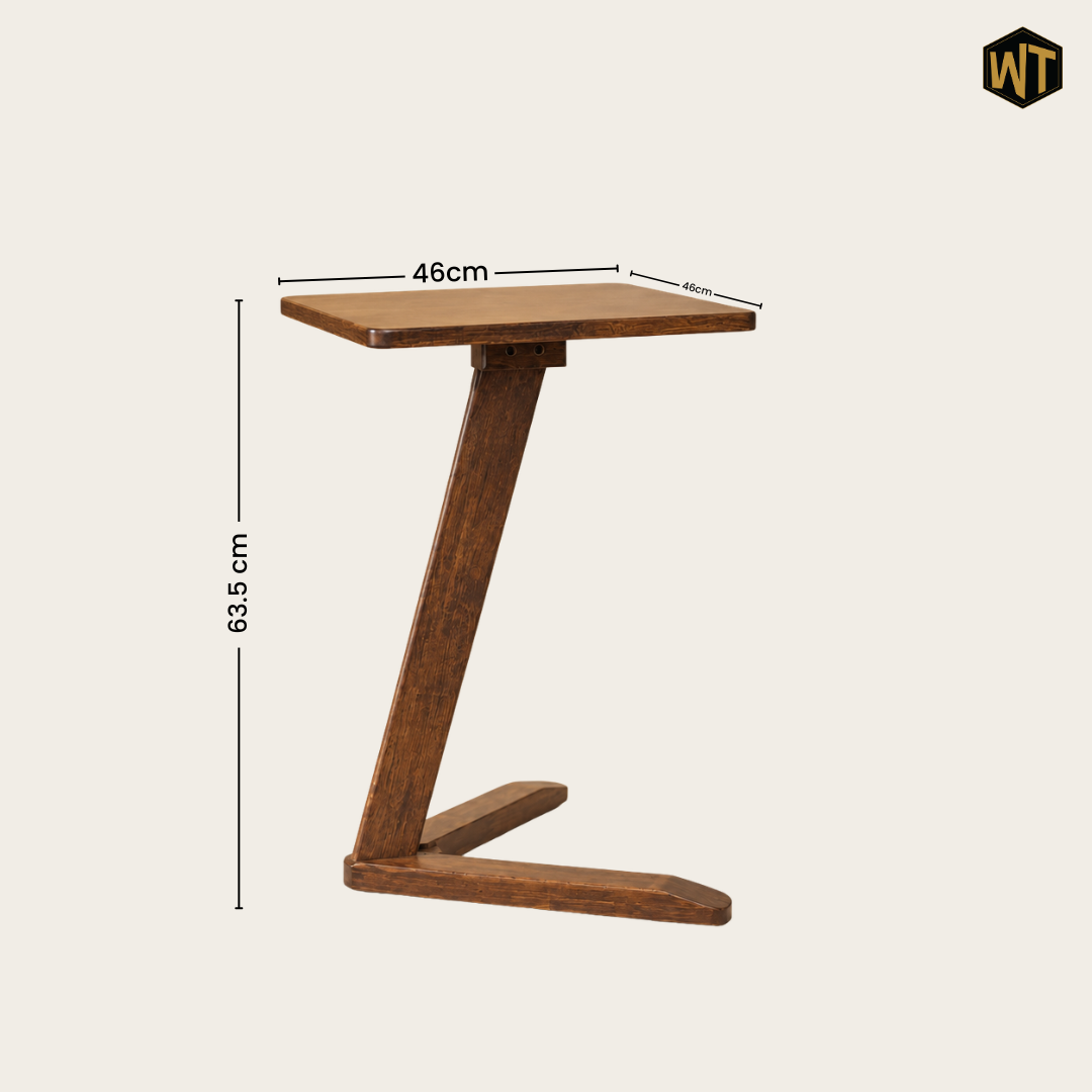 Solid Rubberwood Mini End Table | Compact Square Tabletop with Angled Legs