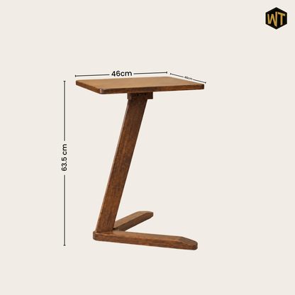 Solid Rubberwood Mini End Table | Compact Square Tabletop with Angled Legs