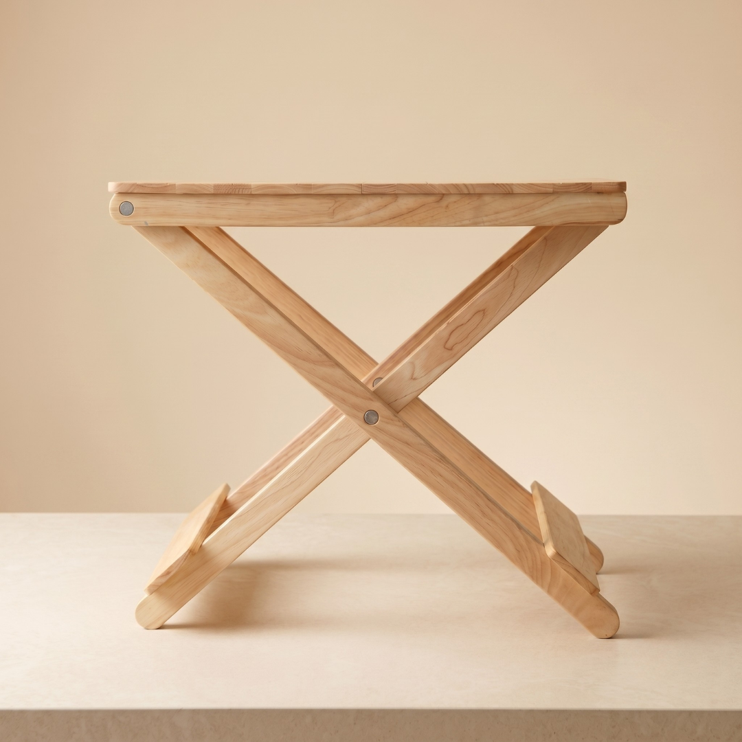 Solid Wood Compact Companion - Wooden Folding Table - Natural