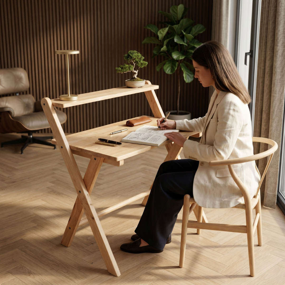 Study Nook: Solid Wood Dual Platform Study Desk / Table