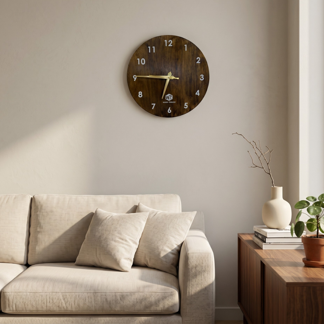Round Wall Clock – Wooden Wall Clock for Home & Office