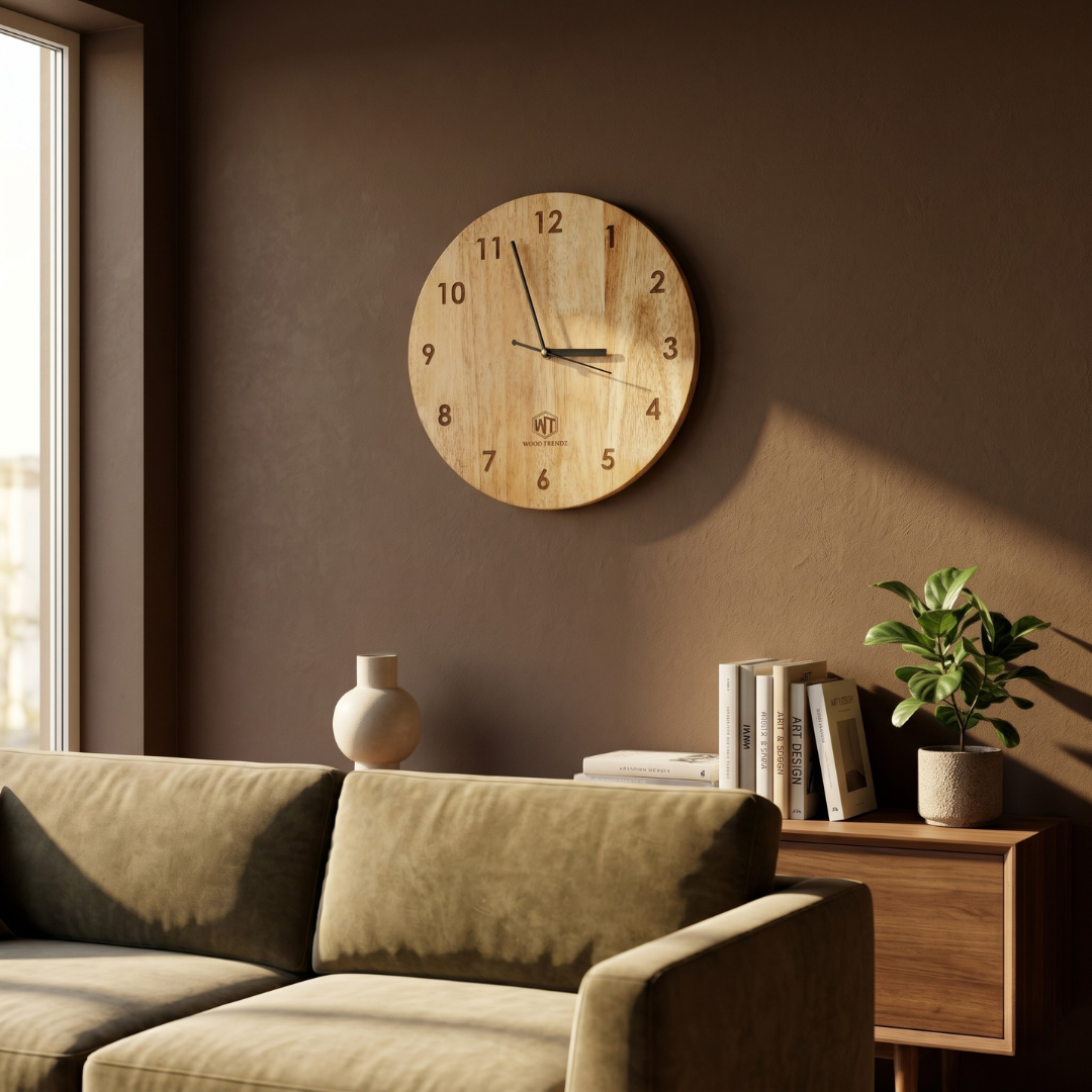 Round Wall Clock – Wooden Wall Clock for Home & Office
