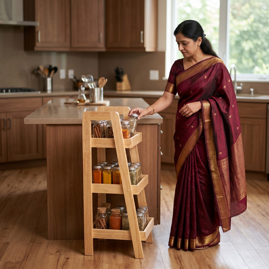Solid Wood 3-Tier Shelf Rack - Wooden Corner Shelf