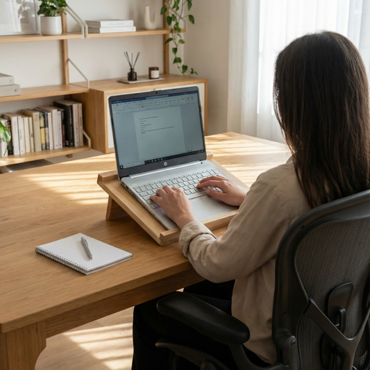 Solid Wood Adjustable Laptop Stand – 3-Level Height, Portable & Durable