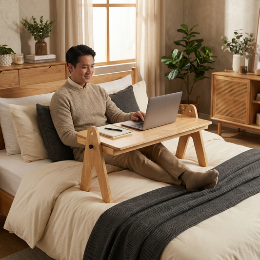 FlexiDesk - Foldable Laptop Table | Solid Wood & Adjustable with storage