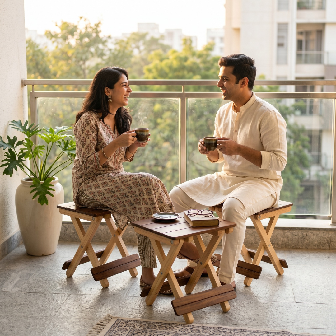 Foldable Compact Wood Stool: Stylish and Practical Seating Solution