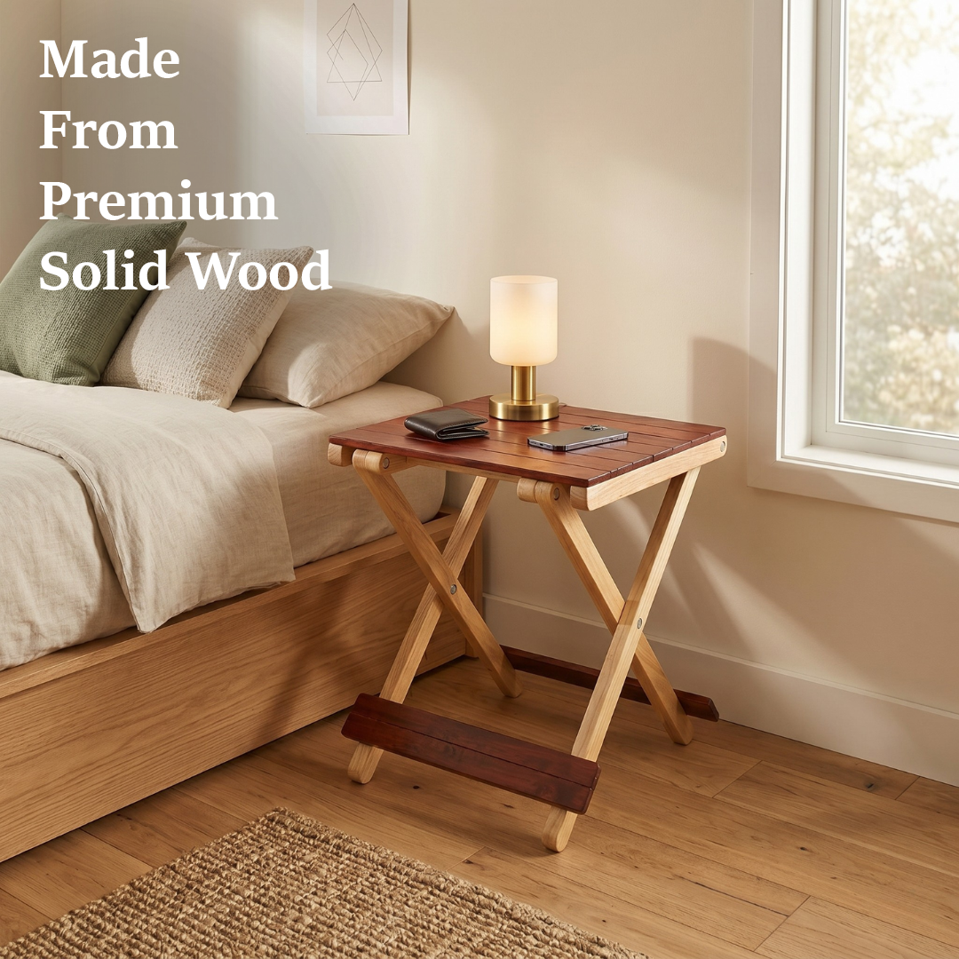 Solid Wood Compact Companion - Wooden Folding Table
