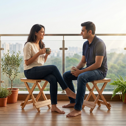 Foldable Compact Wood Stool: Stylish and Practical Seating Solution