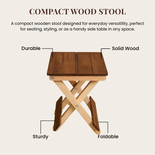 Foldable Compact Wood Stool: Stylish and Practical Seating Solution