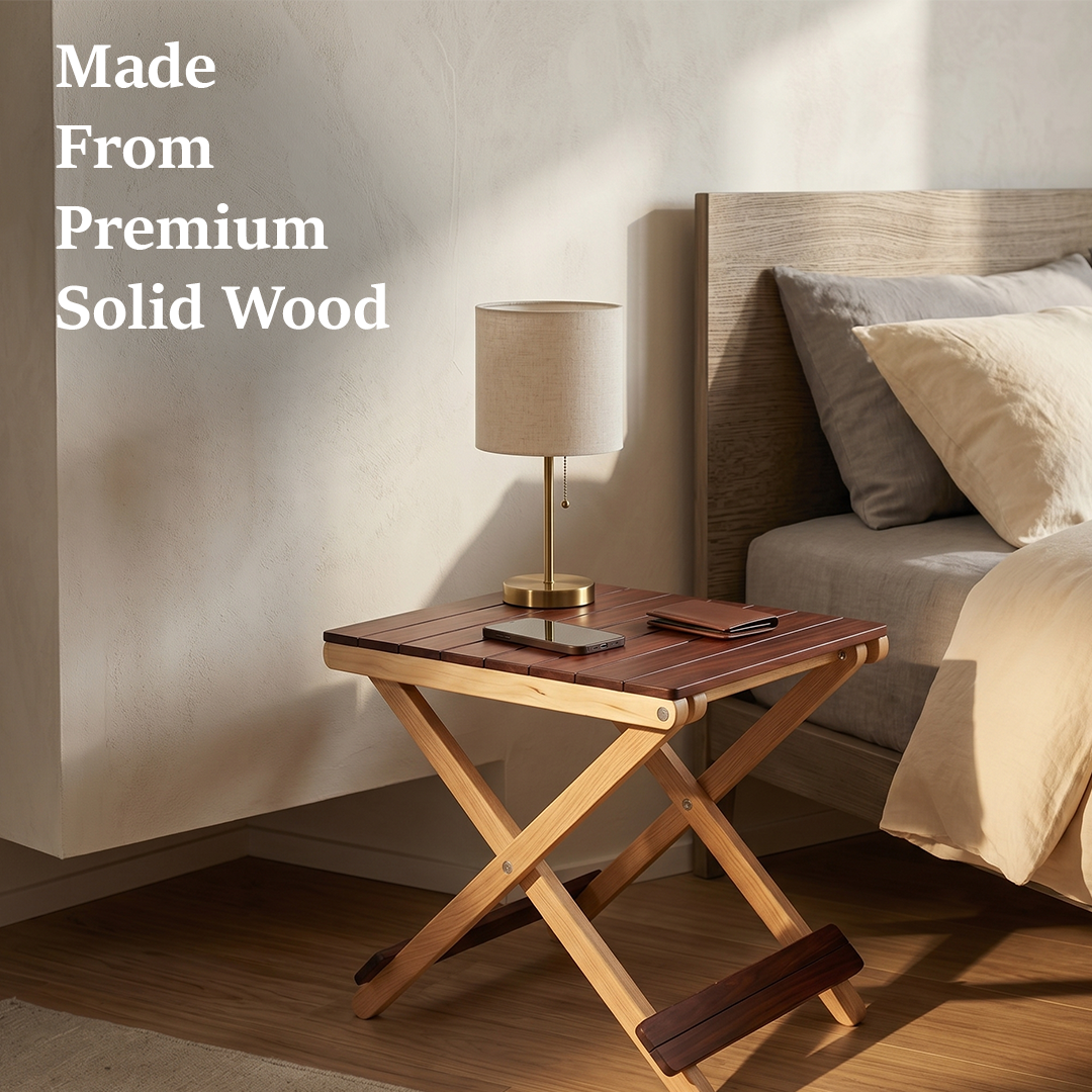 Solid Wood Compact Companion - Wooden Folding Table