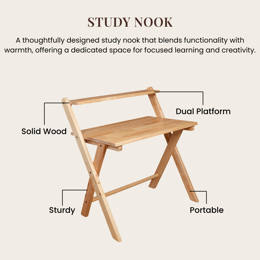Study Nook: Solid Wood Dual Platform Study Desk / Table