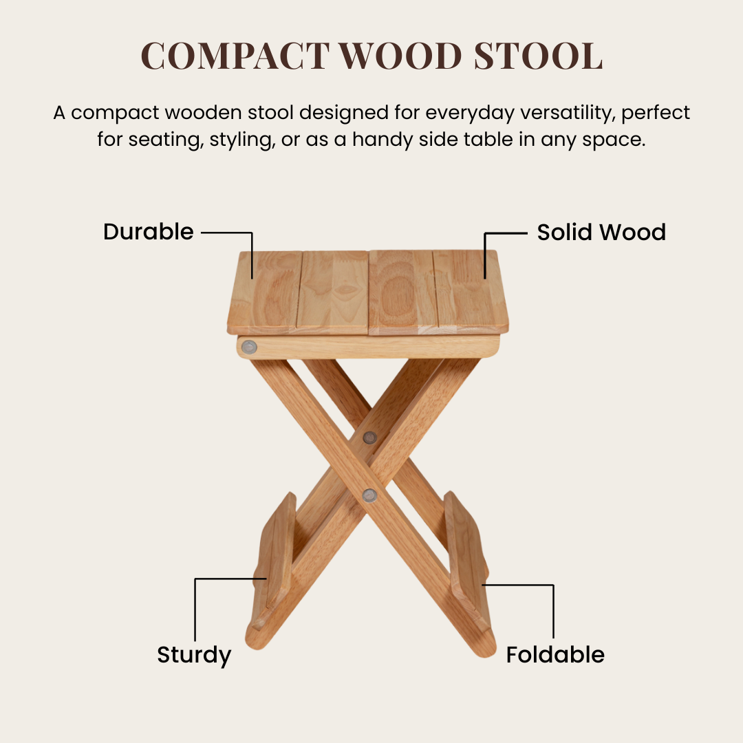 Foldable Compact Wood Stool: Stylish and Practical Seating Solution