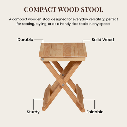 Foldable Compact Wood Stool: Stylish and Practical Seating Solution