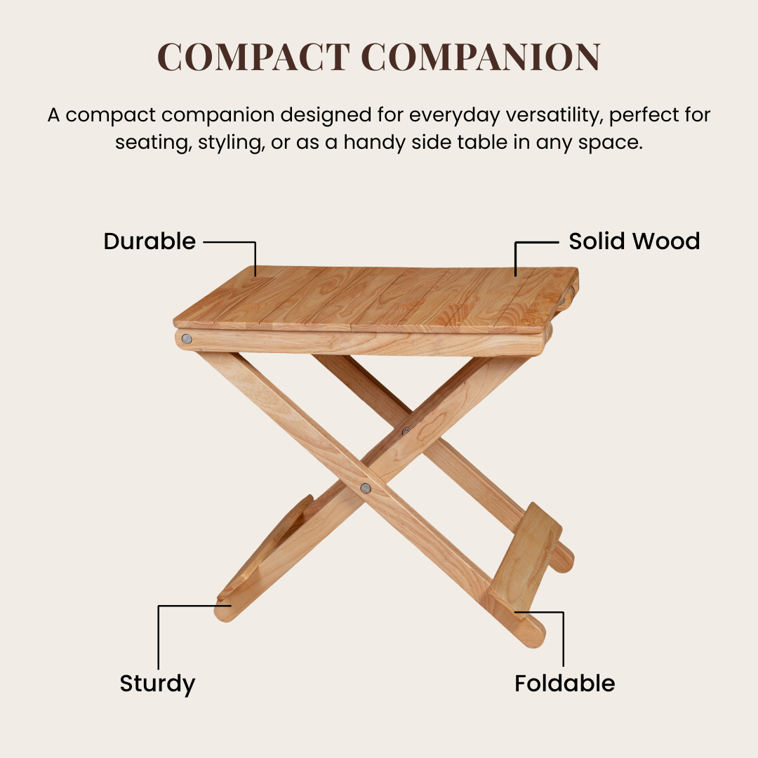 Solid Wood Compact Companion - Wooden Folding Table - Natural