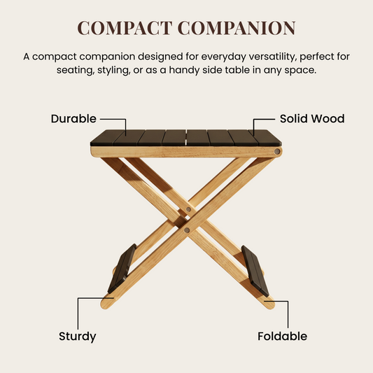 Solid Wood Compact Companion - Wooden Folding Table