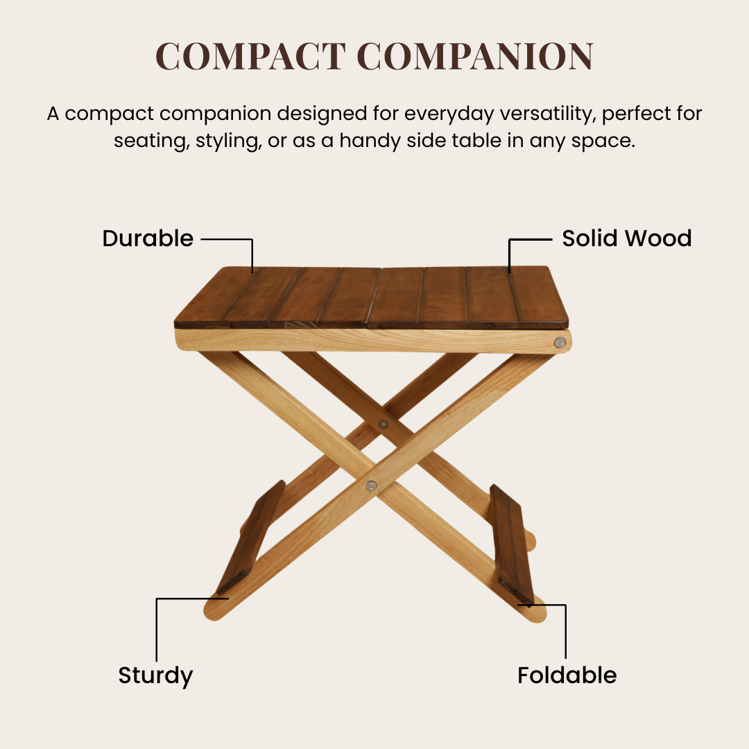 Solid Wood Compact Companion - Wooden Folding Table