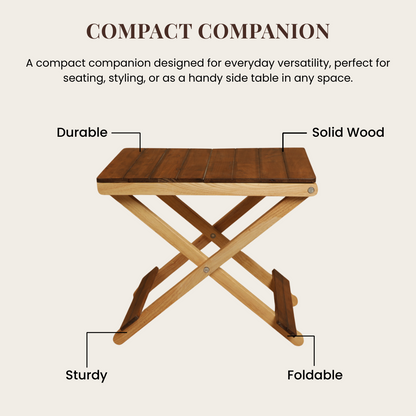 Solid Wood Compact Companion - Wooden Folding Table