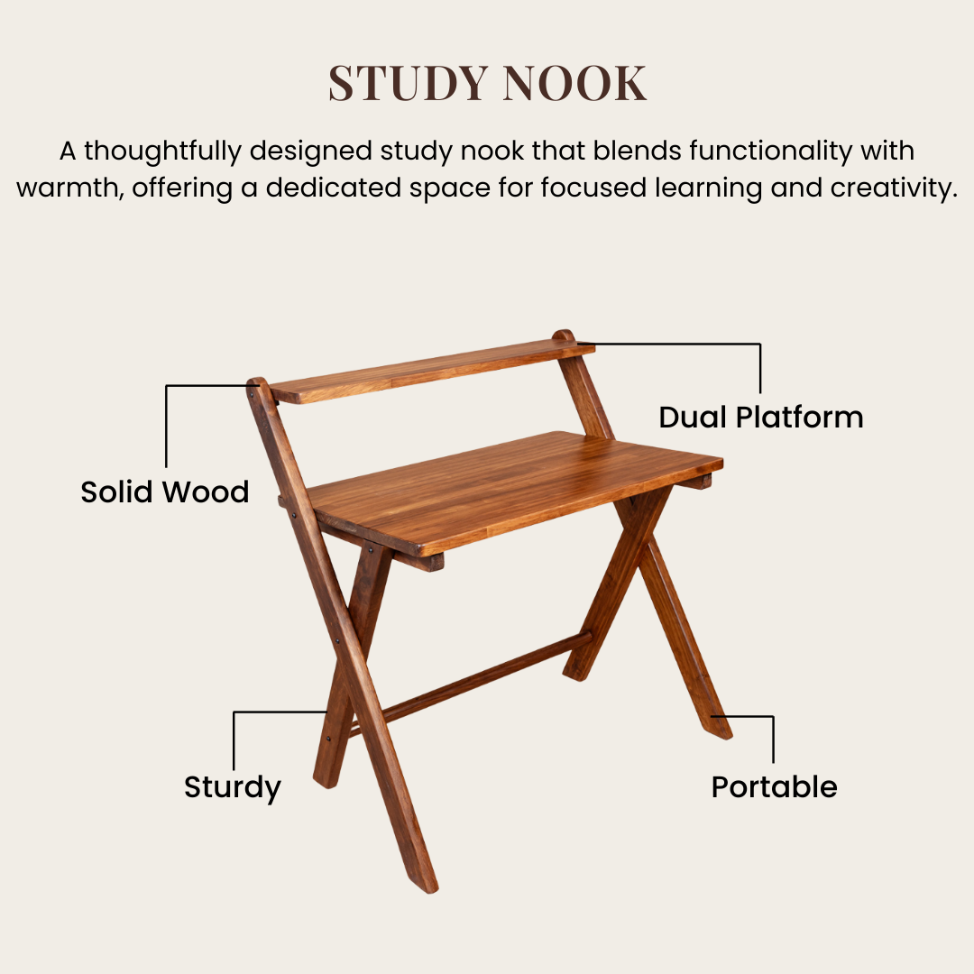 Study Nook: Solid Wood Dual Platform Study Desk / Table
