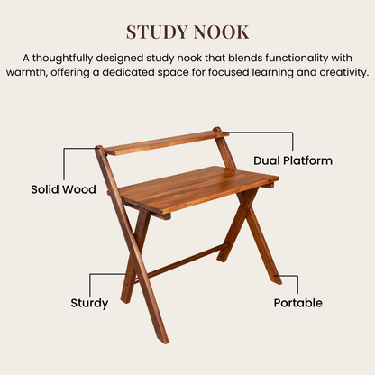 Study Nook: Solid Wood Dual Platform Study Desk / Table