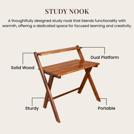 Study Nook: Solid Wood Dual Platform Study Desk / Table