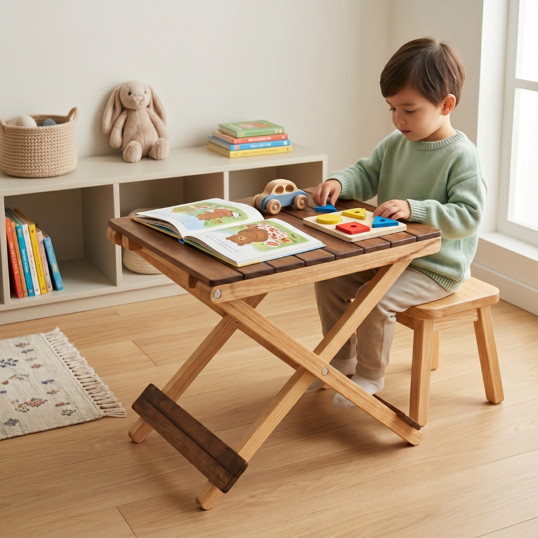 Solid Wood Compact Companion - Wooden Folding Table