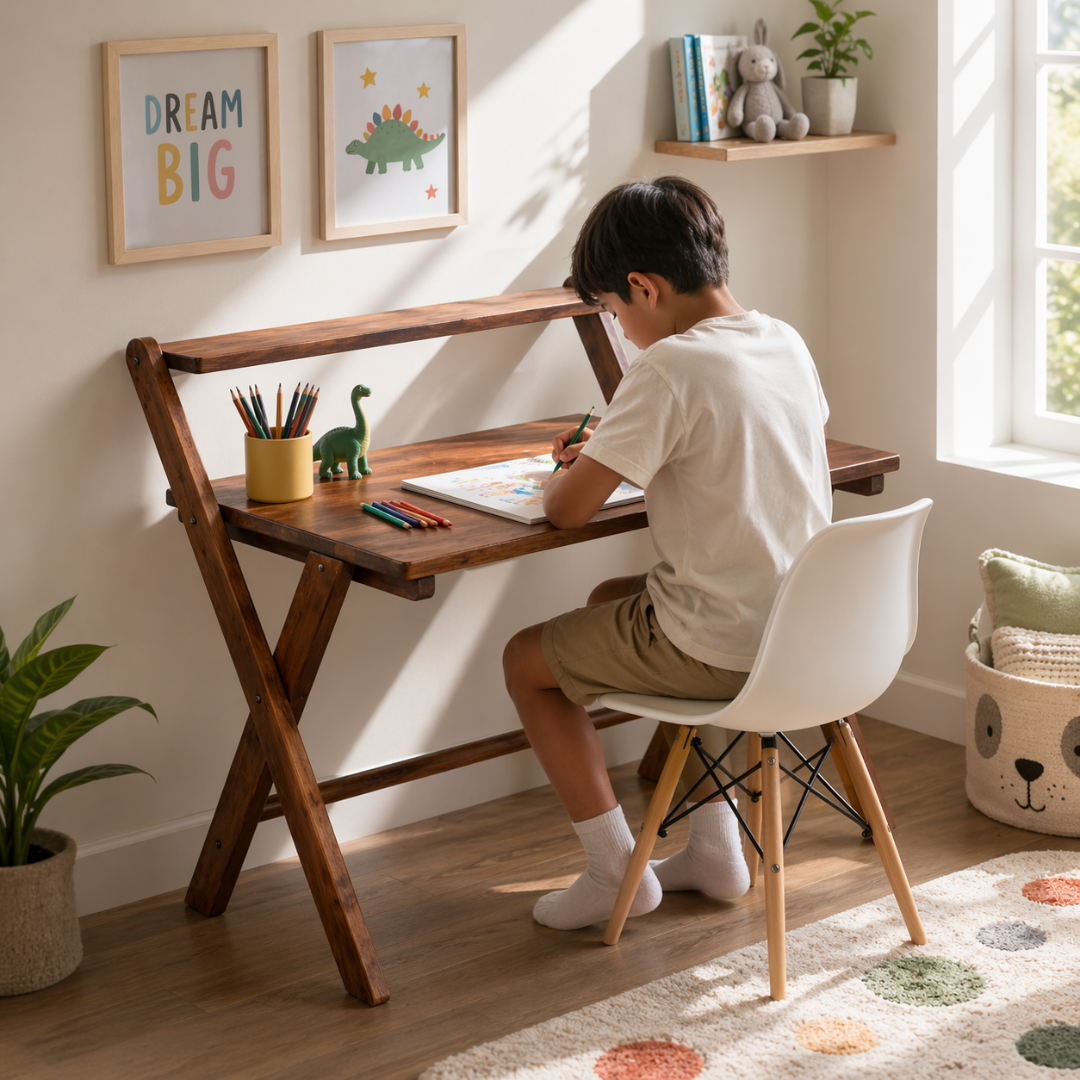 Study Nook: Solid Wood Dual Platform Study Desk / Table