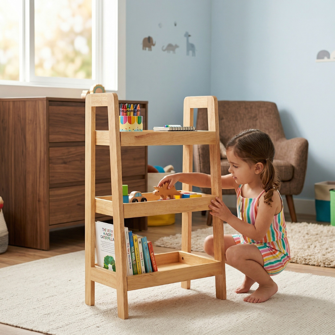Solid Wood 3-Tier Shelf Rack – Perfect Corner Shelf for Any Room