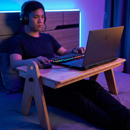 FlexiDesk - Foldable Laptop Table | Solid Wood & Adjustable with storage