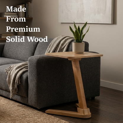Solid Rubberwood End Table | Square Tabletop with Angled Legs